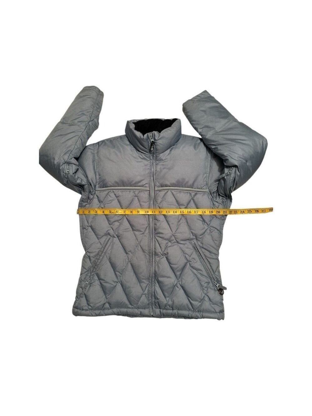 Winter Feather Down Ski Jacket Womens Small Blue Coat Zip Pockets POWDER ROOM - Picture 13 of 16